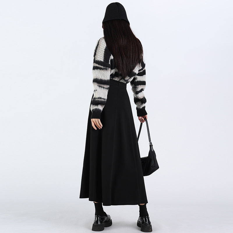 Mid-Length Woolen Skirt Slim Fit