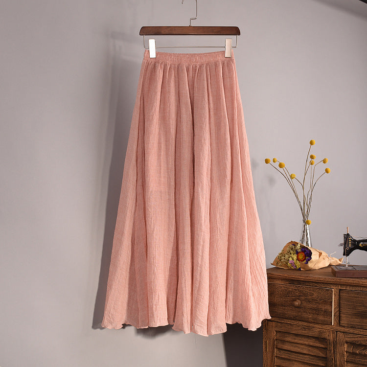 Linen A- Line Skirt Pleated