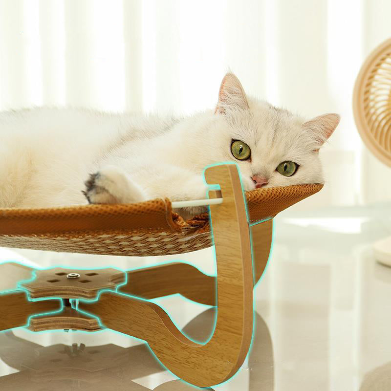 Summer Woven Rattan Hammock For Cat Cool Dog Mat, Pet Marching Bed Off Ground Cat Bed Universal Crib For All Four Seasons