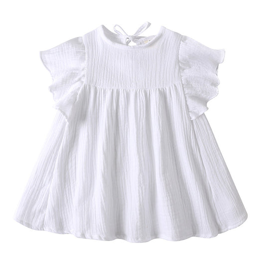 Cotton And Linen Short-sleeved Skirt Children