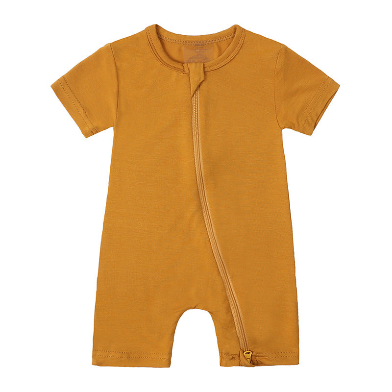 Summer Baby Jumpsuit New Bamboo Fiber New Short Sleeve Thin