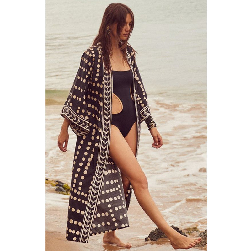 Long Sleeve Cardigan Long Robe Dress Bikini Cover Up