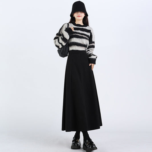 Mid-Length Woolen Skirt Slim Fit