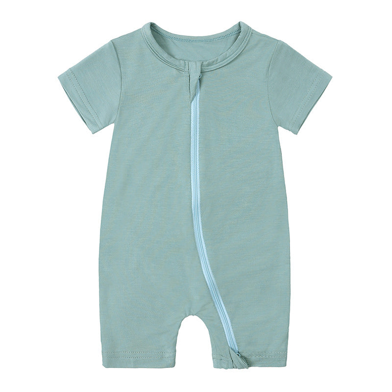 Summer Baby Jumpsuit New Bamboo Fiber New Short Sleeve Thin