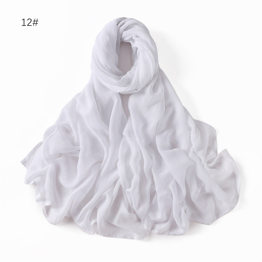 Solid Color Wide-brimmed Cotton And Linen Monochrome Scarf Veil