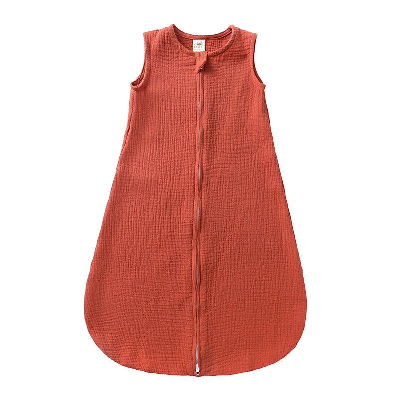 Baby Sleeping Bag Cotton Linen Solid Color Vest Style