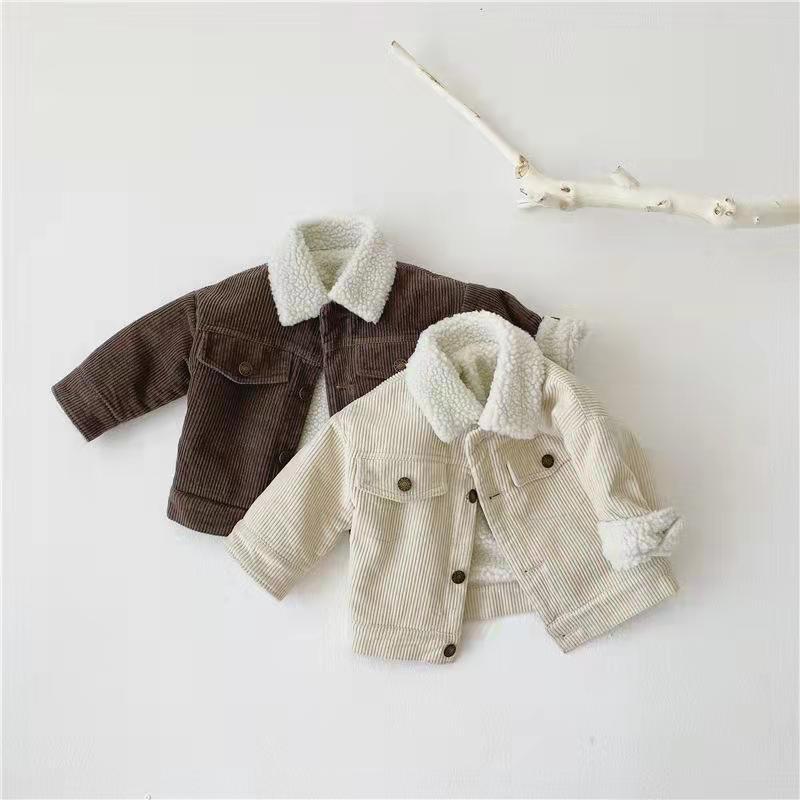 Kids' Overcoat Winter Fleece-lined Thickened Lamb Wool Corduroy Clothes