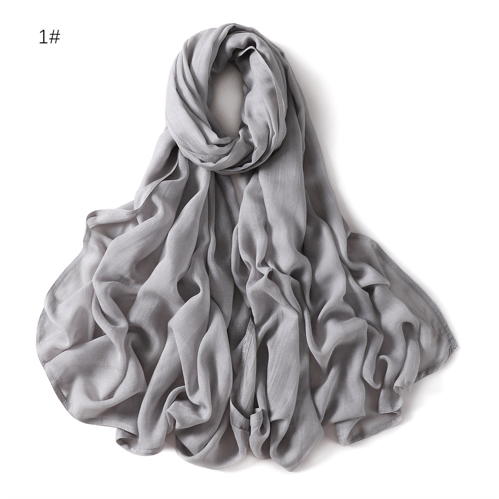 Solid Color Wide-brimmed Cotton And Linen Monochrome Scarf Veil