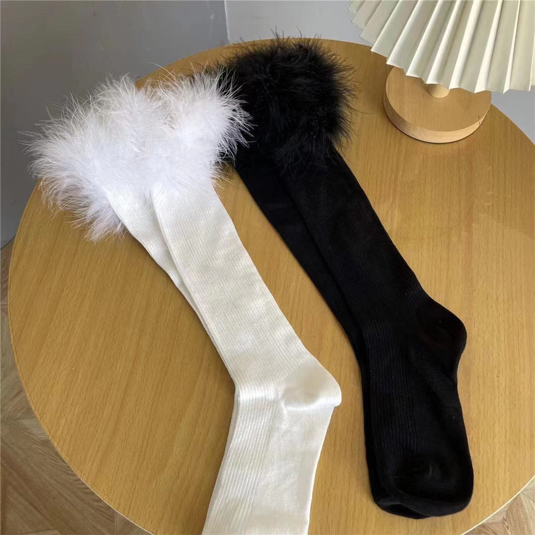 Feather Lace Cotton Mid-calf Length Socks