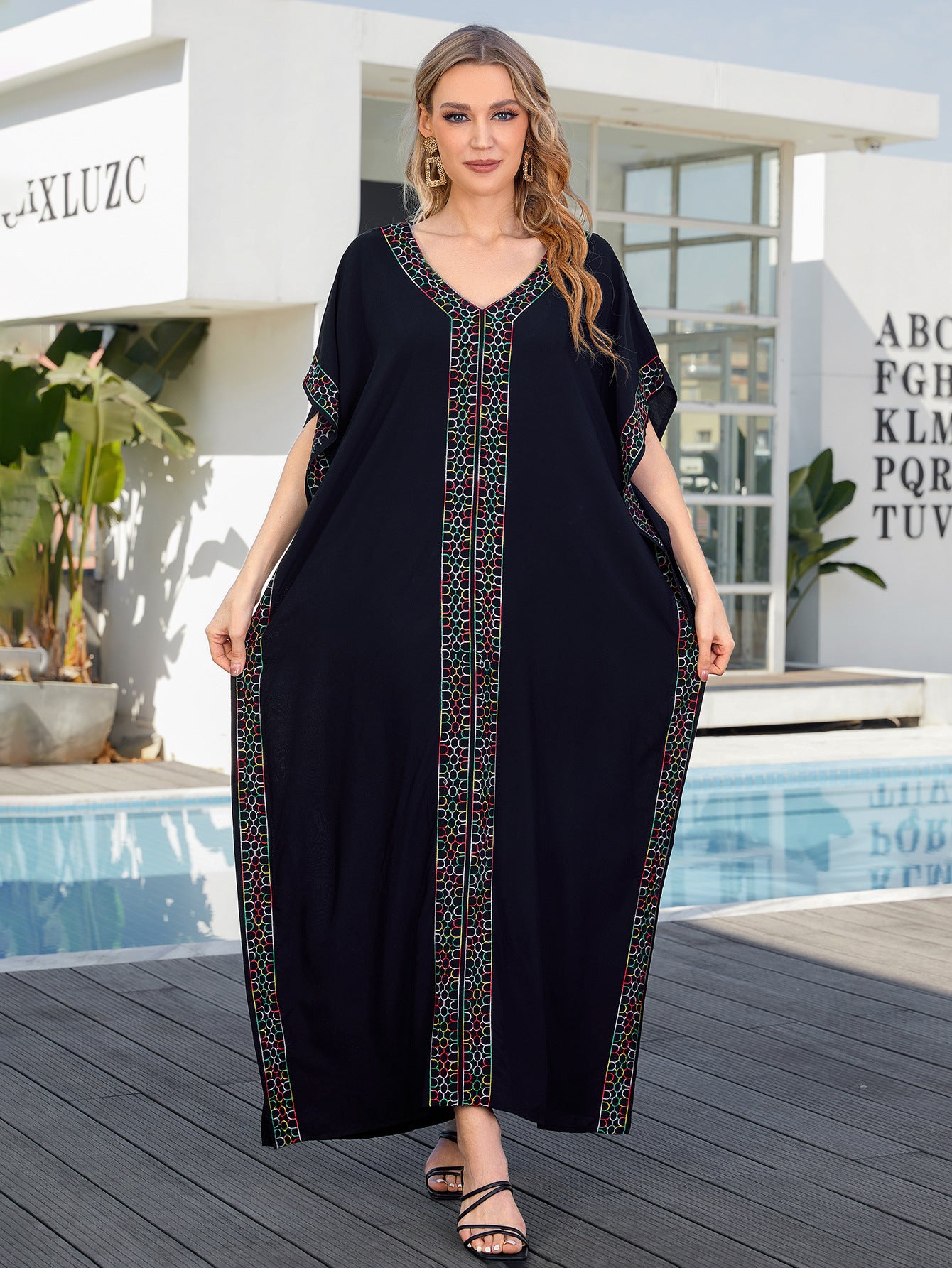 Embroidered  Cotton loose Robe Dress