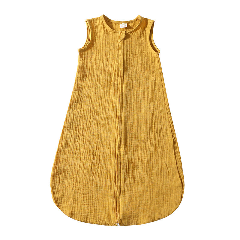 Baby Sleeping Bag Cotton Linen Solid Color Vest Style